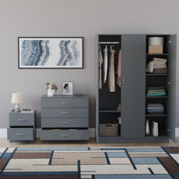 Vida Designs Riano Grey 3 Piece Bedroom Furniture Set - Wilko - thumbnail 4