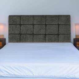 Bedmaster Pearl Double Charcoal Chenille Squared Headboard - Grey - Wilko