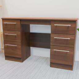 Crowndale Sherwood 6 Drawer Noche Walnut Kneehole Desk - Size: 41.5 x 127.5 x 79.5cm - Brown - Wilko - thumbnail 1
