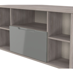 Crowndale Milan Single Drawer 5 Shelf Grey Gloss and Grey Oak Corner TV Unit Ready Assembled - Size: 51 x 110 x 52cm - Grey Gloss & Grey Oak - Wilko - thumbnail 5