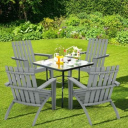 Costway Grey Acacia Wood Adirondack Garden Chair - Size: 1 Seater - Wilko - thumbnail 6