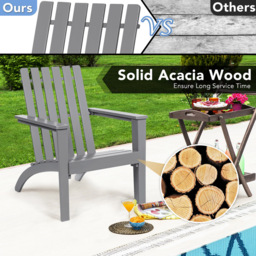 Costway Grey Acacia Wood Adirondack Garden Chair - Size: 1 Seater - Wilko - thumbnail 7
