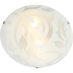 Happy Homewares Floral Circular Frosted White Glass IP20 Flush Ceiling Light - Size: 8 x 30 x 30cm - Wilko - thumbnail 7