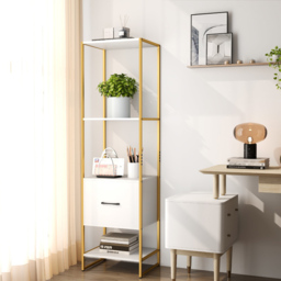 Costway 5 Tier White Metal Tall Bookshelf - Size: 45 x 35 x 160cm - Wilko - thumbnail 5