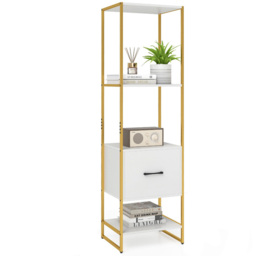 Costway 5 Tier White Metal Tall Bookshelf - Size: 45 x 35 x 160cm - Wilko - thumbnail 4