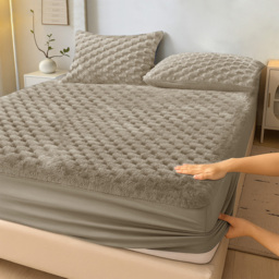 Velosso Single Beige Chunky Popcorn Fitted Sheet - Wilko - thumbnail 3