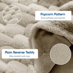 Velosso Single Beige Chunky Popcorn Fitted Sheet - Wilko - thumbnail 5