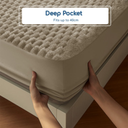 Velosso Single Beige Chunky Popcorn Fitted Sheet - Wilko - thumbnail 6