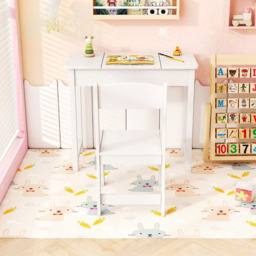 Costway 2 Drawer Single Shelf White 2 in 1 Kids Vanity Table Set with Flip Top Mirror - Size: 70 x 34 x 61cm - Wilko - thumbnail 6