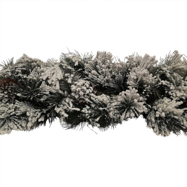 Samuel Alexander Snow Flocked Christmas Garland with Pinecones 180cm - Size: 18cm - Green - Wilko - image 1