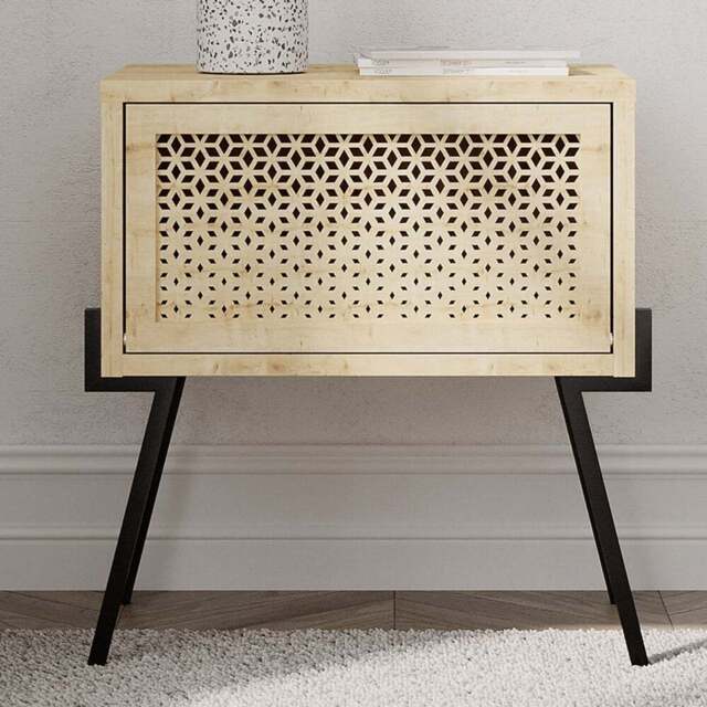 Naive Oak Bedside Table - Size: Single Drawer - Cream - Decortie - Wilko - image 1