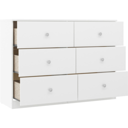 Seconique Denver 6 Drawer White Gloss Storage Chest - Wilko - thumbnail 5