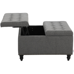 Living and Home Grey Square Linen Upholstered Lift Top and Flip Storage Ottoman - Size: 78 x 81.5 x 81.5cm - Wilko - thumbnail 6