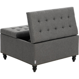 Living and Home Grey Square Linen Upholstered Lift Top and Flip Storage Ottoman - Size: 78 x 81.5 x 81.5cm - Wilko - thumbnail 4