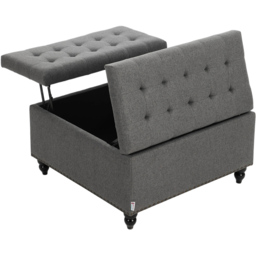 Living and Home Grey Square Linen Upholstered Lift Top and Flip Storage Ottoman - Size: 78 x 81.5 x 81.5cm - Wilko - thumbnail 5
