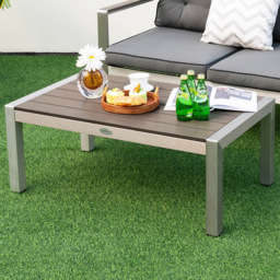 Costway Grey Aluminium Rectangular Coffee Table - Size: 99 x 67 x 18cm - Wilko