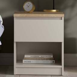 Florence Naia Single Drawer Single Shelf Cashmere Jackson Hickory Bedside Table - Brown - Furniture To Go - Wilko - thumbnail 1