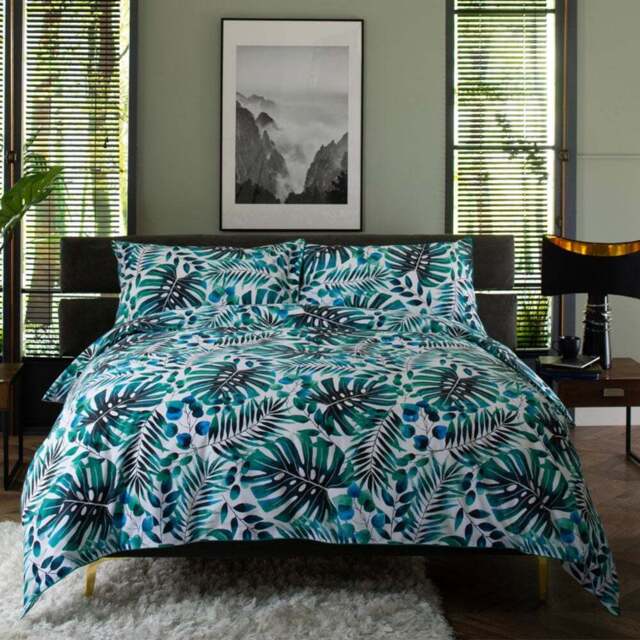 The Lyndon Company Brazil Double Botanical 180 Thread Count Duvet Set - Green - Wilko - image 1