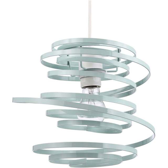 Happy Homewares Double Ribbon Spiral Swirl Duck Egg Gloss Metal Ceiling Light - Size: 35 x 23 x 23cm - Blue - Wilko - image 1