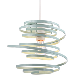 Happy Homewares Double Ribbon Spiral Swirl Duck Egg Gloss Metal Ceiling Light - Size: 35 x 23 x 23cm - Blue - Wilko - thumbnail 3