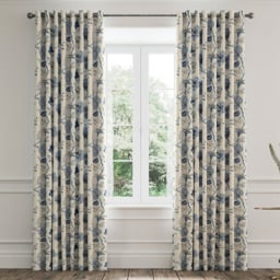 V&A Palampore Trail Blue Lined Blackout Pencil Pleat Curtains 168 x 183cm - Size: W 168 x D 183cm - Wilko - thumbnail 1