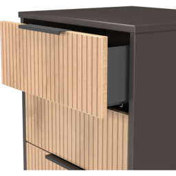 Crowndale Hong Kong 5 Drawer Slatt Effect and Graphite Tall Bedside Cabinet Ready Assembled - Slatt Effect & Graphite - Wilko - thumbnail 7