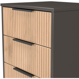 Crowndale Hong Kong 5 Drawer Slatt Effect and Graphite Tall Bedside Cabinet Ready Assembled - Slatt Effect & Graphite - Wilko - thumbnail 6