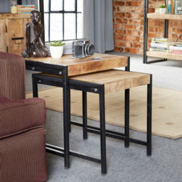 Brooklyn Carnaby Industrial Nest of Tables Set of 2 - Brown - Wilko - thumbnail 6