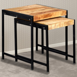 Brooklyn Carnaby Industrial Nest of Tables Set of 2 - Brown - Wilko