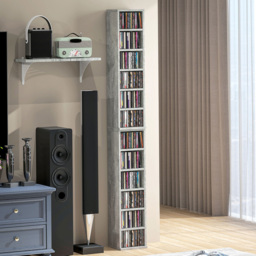 HOMCOM 6 Shelf Cement Grey CD Storage Unit Set of 2 - Size: 88.5 cm x 22.5 cm x 21.0 cmcm - Wilko - thumbnail 1