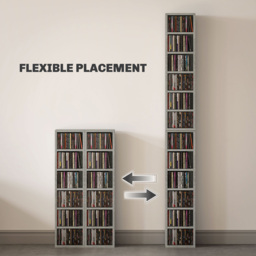 HOMCOM 6 Shelf Cement Grey CD Storage Unit Set of 2 - Size: 88.5 cm x 22.5 cm x 21.0 cmcm - Wilko - thumbnail 4