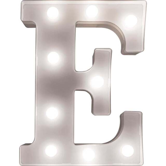 St Helens Battery Operated 3D LED Letter E Light - Size: 14 x 3 x 22cm - White - Wilko - image 1