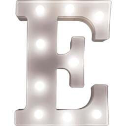 St Helens Battery Operated 3D LED Letter E Light - Size: 14 x 3 x 22cm - White - Wilko