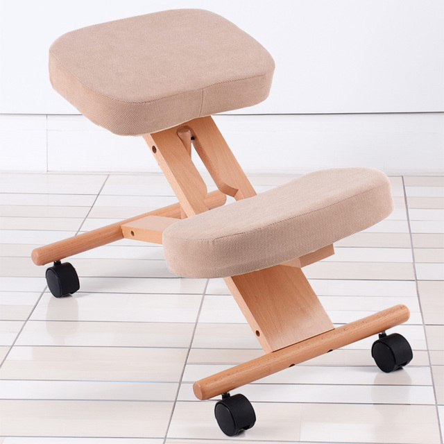 Costway Beige Wooden Orthopaedic Kneeling Chair - Cream - Wilko - image 1