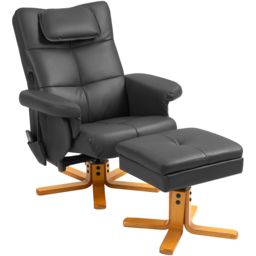 HOMCOM Black Upholstered Massage Swivel Recliner Armchair with Footstool - Size: Single - Wilko - thumbnail 3