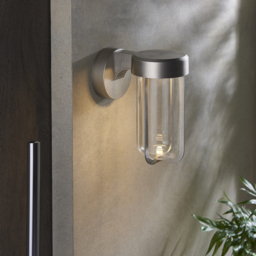 Merano Benevento Clear Glass Shade Brushed Silver LED Outdoor Wall Lamp - Size: 18 x 11 x 20.8cm - Wilko - thumbnail 3