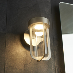 Merano Benevento Clear Glass Shade Brushed Silver LED Outdoor Wall Lamp - Size: 18 x 11 x 20.8cm - Wilko - thumbnail 6