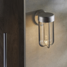 Merano Benevento Clear Glass Shade Brushed Silver LED Outdoor Wall Lamp - Size: 18 x 11 x 20.8cm - Wilko - thumbnail 4