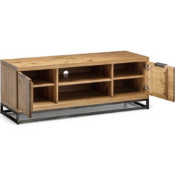 Julian Bowen Brooklyn 2 Door 2 Shelf Oak TV Unit - Size: 45 x 135 x 51cm - Brown - Wilko - thumbnail 4