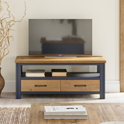 Baumhaus Splash of Blue 2 Drawer Single Shelf Widescreen TV Cabinet - Wilko - thumbnail 6