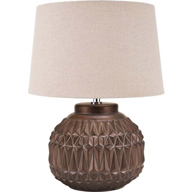 Pacific Lifestyle Anneli Bronze Aztec Texture Ceramic Table Lamp - Gold - Wilko - image 1