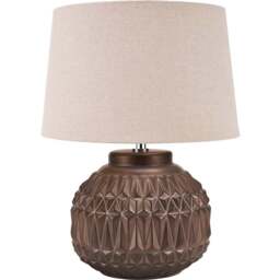 Pacific Lifestyle Anneli Bronze Aztec Texture Ceramic Table Lamp - Gold - Wilko