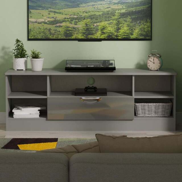 Crowndale Camden Single Door 5 Shelf Grey Gloss and Dusk Grey Wide TV Unit Ready Assembled - Size: 50 x 146 x 42cm - Grey Gloss & Dusk Grey - Wilko - image 1