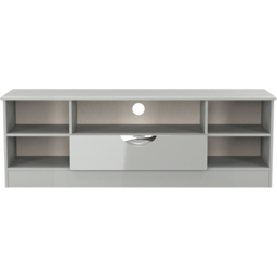 Crowndale Camden Single Door 5 Shelf Grey Gloss and Dusk Grey Wide TV Unit Ready Assembled - Size: 50 x 146 x 42cm - Grey Gloss & Dusk Grey - Wilko - thumbnail 3
