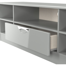 Crowndale Camden Single Door 5 Shelf Grey Gloss and Dusk Grey Wide TV Unit Ready Assembled - Size: 50 x 146 x 42cm - Grey Gloss & Dusk Grey - Wilko - thumbnail 7