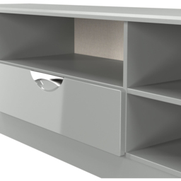 Crowndale Camden Single Door 5 Shelf Grey Gloss and Dusk Grey Wide TV Unit Ready Assembled - Size: 50 x 146 x 42cm - Grey Gloss & Dusk Grey - Wilko - thumbnail 6