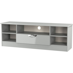 Crowndale Camden Single Door 5 Shelf Grey Gloss and Dusk Grey Wide TV Unit Ready Assembled - Size: 50 x 146 x 42cm - Grey Gloss & Dusk Grey - Wilko - thumbnail 5