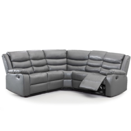 Portland Washington 5 Seater Grey Leather L Shape Recliner Sofa with Drink Tray - Wilko - thumbnail 4