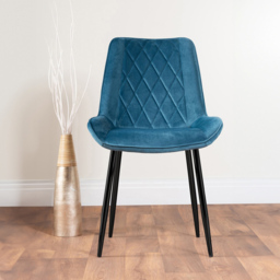 Furniturebox Arona Cesano 4 Seater Round Dining Set Grey Black and Blue - Wilko - thumbnail 4