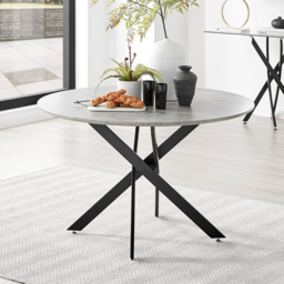 Furniturebox Arona Cesano 4 Seater Round Dining Set Grey Black and Blue - Wilko - thumbnail 3